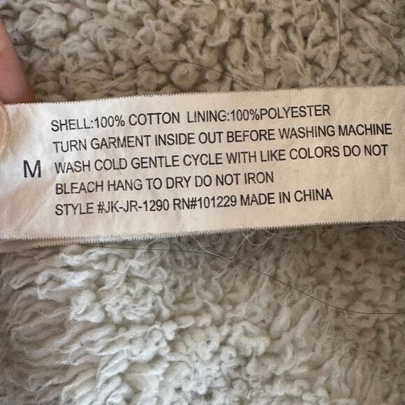 Ashley-Vintage-Charm Jean Jacket, faux lined, bomber length, with‎ hood size M - Picture 9 of 12